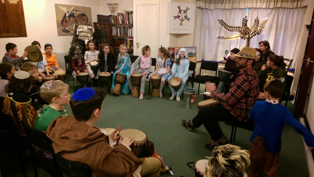 4th March 2015: Purim Celebrations included a children's drumming workshop @ Hadley Wood Jewish Community