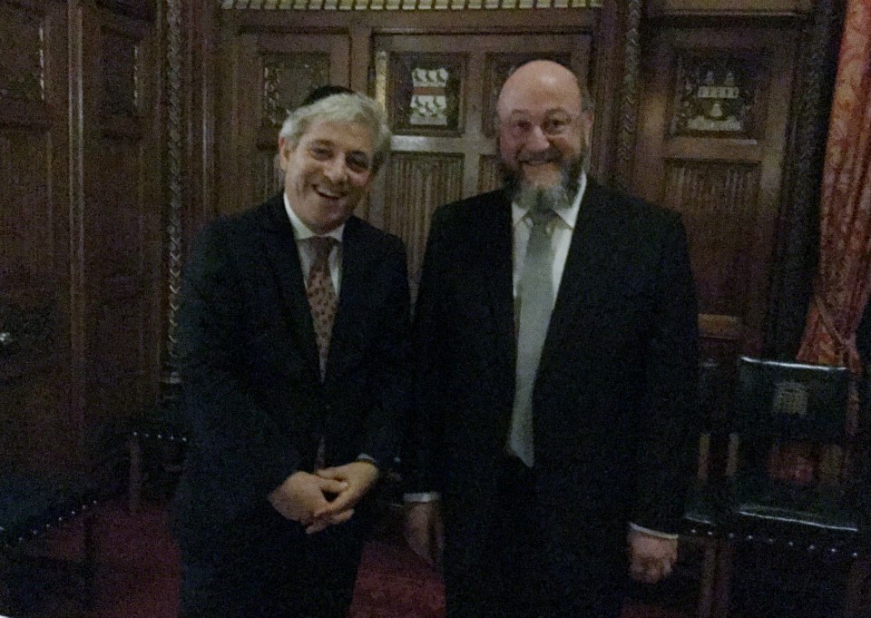The Speaker John Bercow welcomes the Chief Rabbi to his stately rooms