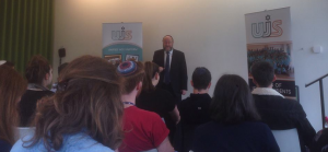 Students listen to the Chief Rabbi as he explores the qualities of what makes a good leader
